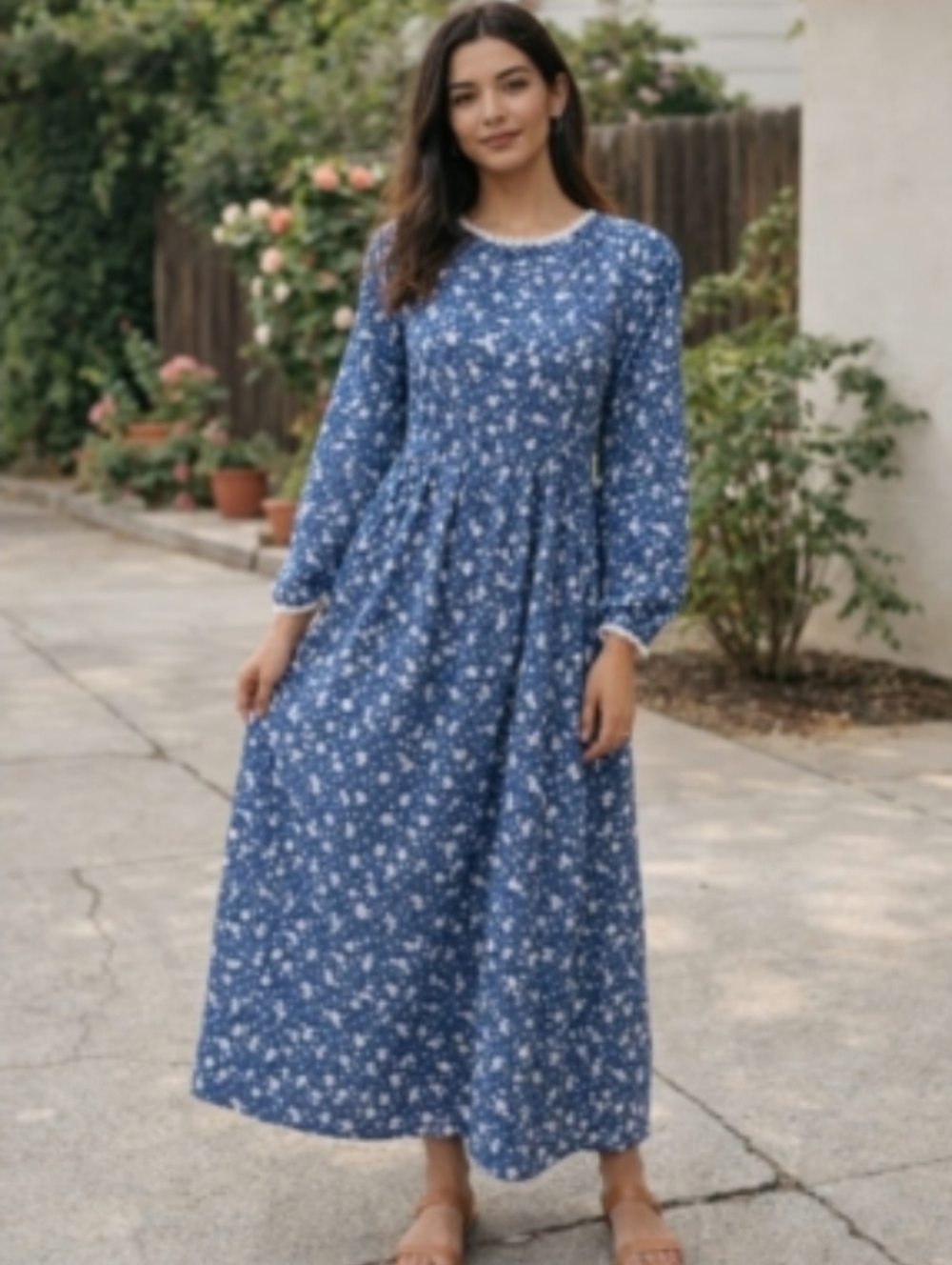 Scarlet Darkness Longsleeve Calico Floral Print Maxi Dress NWT